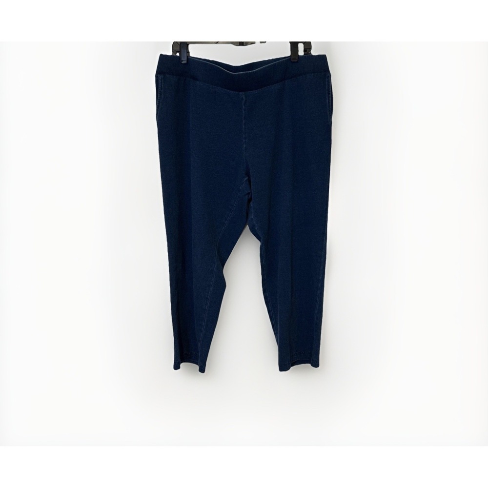 Pure Jill Indigo Slim Crops Womens Large Petite Blue Cotton Spandex Knit Pants